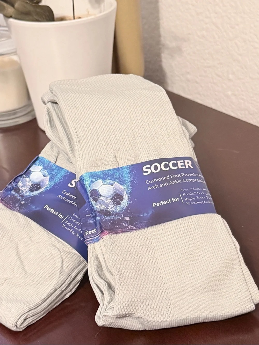 Sunew Gray Knee-High Athletic Socks - 2 Pair Size 8-12 Youth S/M